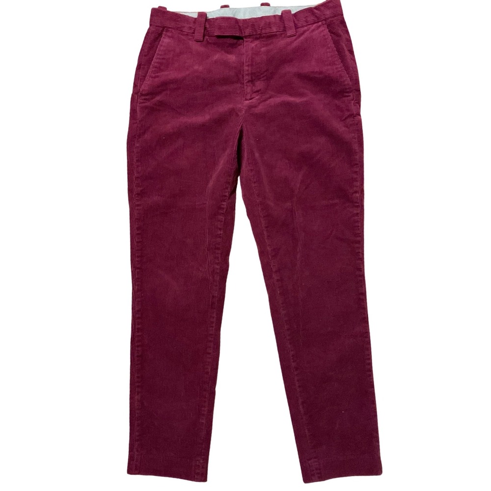 Brooks Brothers Mens Slim Fit Corduroy Pants Burgundy Maroon W34 L32